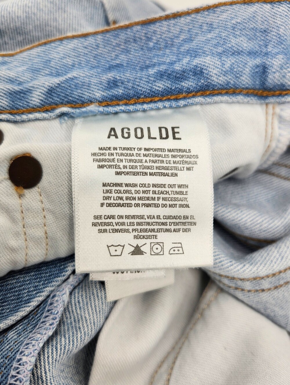 AGOLDE 90's Pinch Organic Cotton High-Rise Button-Fly Straight Raw Hem Jeans - Picture 10 of 10